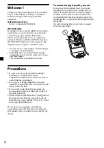 Предварительный просмотр 2 страницы Sony XR-3100R Operating Instructions Manual