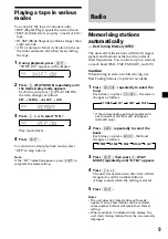 Preview for 9 page of Sony XR-3100R Operating Instructions Manual