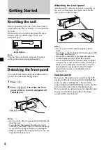 Предварительный просмотр 4 страницы Sony XR-4900 Operating Instructions Manual