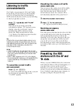 Preview for 13 page of Sony XR-C2300R Operating Instructions Manual