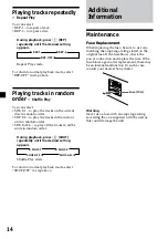 Предварительный просмотр 14 страницы Sony XR-C2600 Operating Instructions Manual