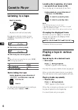 Предварительный просмотр 6 страницы Sony XR-C457 Operating Instructions Manual