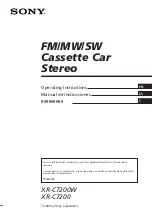 Sony XR-C7200 - Fm/am Cassette Car Stereo Operating Instructions Manual предпросмотр