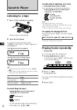 Предварительный просмотр 6 страницы Sony XR-C7200 - Fm/am Cassette Car Stereo Operating Instructions Manual