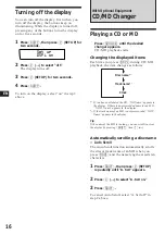 Предварительный просмотр 16 страницы Sony XR-C900RDS Operating Instructions Manual