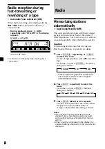 Preview for 8 page of Sony XR-CA300 - Fm-am Cassette Car Stereo Operating Instructions Manual