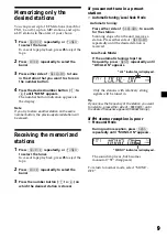 Preview for 9 page of Sony XR-CA300 - Fm-am Cassette Car Stereo Operating Instructions Manual