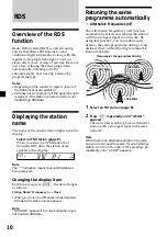 Preview for 10 page of Sony XR-CA300 - Fm-am Cassette Car Stereo Operating Instructions Manual