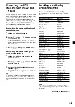 Preview for 13 page of Sony XR-CA300 - Fm-am Cassette Car Stereo Operating Instructions Manual