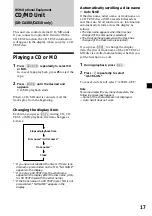 Preview for 17 page of Sony XR-CA300 - Fm-am Cassette Car Stereo Operating Instructions Manual