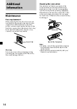 Preview for 14 page of Sony XR-CA360 Operating Instructions Manual