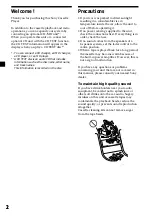 Preview for 2 page of Sony XR-CA370 Operating Instructions Manual