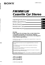 Sony XR-CA400 Operating Instructions Manual preview