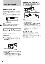 Предварительный просмотр 6 страницы Sony XR-CA420 Operating Instructions Manual