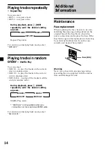 Предварительный просмотр 14 страницы Sony XR-CA420 Operating Instructions Manual