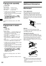 Preview for 22 page of Sony XR-CA430X Operating Instructions Manual