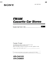 Sony XR-CA600X - Fm/mw/sw Cassette Car Stereo Operating Instructions Manual preview