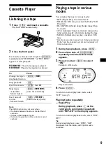 Preview for 9 page of Sony XR-CA640X Operating Instructions Manual