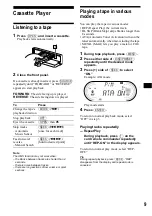 Preview for 9 page of Sony XR-CA650X - Fm-am Cassette Car Stereo Operating Instructions Manual