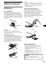 Preview for 21 page of Sony XR-CA650X - Fm-am Cassette Car Stereo Operating Instructions Manual