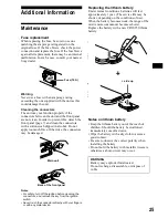 Preview for 25 page of Sony XR-CA800 Operating Instructions Manual