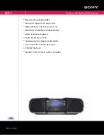 Предварительный просмотр 1 страницы Sony ZS-BT1 - Boombox With Bluetooth Technology Specifications