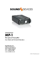 Предварительный просмотр 1 страницы Sound Devices MP-1 User Manual And Technical Information