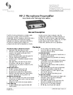 Sound Devices MP-2 User Manual And Technical Information preview