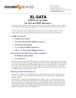 Sound Devices XL-SATA User And Installation Instructions Manual preview