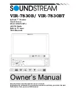 Soundstream VIR-7830B Owner'S Manual preview