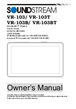 Предварительный просмотр 1 страницы Soundstream VR-103 Owner'S Manual