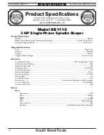 Preview for 8 page of South Bend Tools SB1119 Owner'S Manual