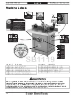 Preview for 74 page of South Bend Tools SB1119 Owner'S Manual