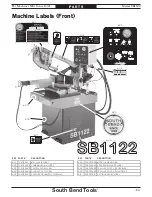 Предварительный просмотр 85 страницы South Bend Tools SB1122 Owner'S Manual