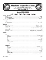 Preview for 89 page of South bend SB1038F  insert Manual Insert