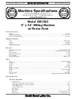 Preview for 11 page of South bend SOUTH BEND LATHE CO.. SB1024 Owner'S Manual