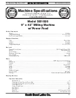 Preview for 13 page of South bend SOUTH BEND LATHE CO.. SB1024 Owner'S Manual