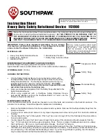 Предварительный просмотр 1 страницы SOUTHPAW 112000 Instruction Sheet