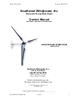 Southwest Windpower Whisper H-80 Owner'S Manual preview