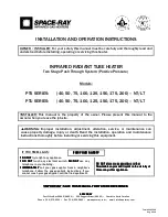 Space-Ray PTS Series 200 Installation And Operation Instructions Manual preview