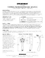 Speakman ANYSTREAM VS-3011 Installation, Maintenance & Operation Instructions предпросмотр