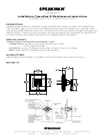 Preview for 1 page of Speakman CPV-P-IS Installation, Operation & Maintenance Instructions Manual