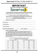 Предварительный просмотр 2 страницы Spearhead Q15S Handbook & Parts Manual