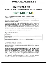 Preview for 2 page of Spearhead TWIGA CLASSIC S50 Handbook