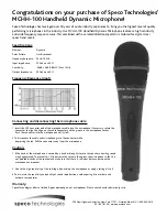 Speco MCHH-100 User Manual preview