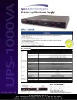 Speco UPS-1000VA Specifications preview