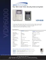 Preview for 1 page of Speco VDP6000 Specifications