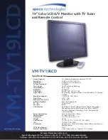 Preview for 1 page of Speco VM-TV19LCD Specification Sheet