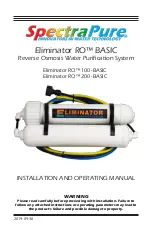 SpectraPure Eliminator RO 100-BASIC Installation And Operating Manual preview