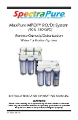 SpectraPure MaxPure MPDI-180 GPD Installation And Operating Manual предпросмотр